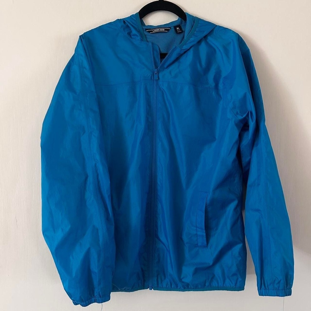 Lands-end Boys Blue Jacket light weight zipper size 18‎